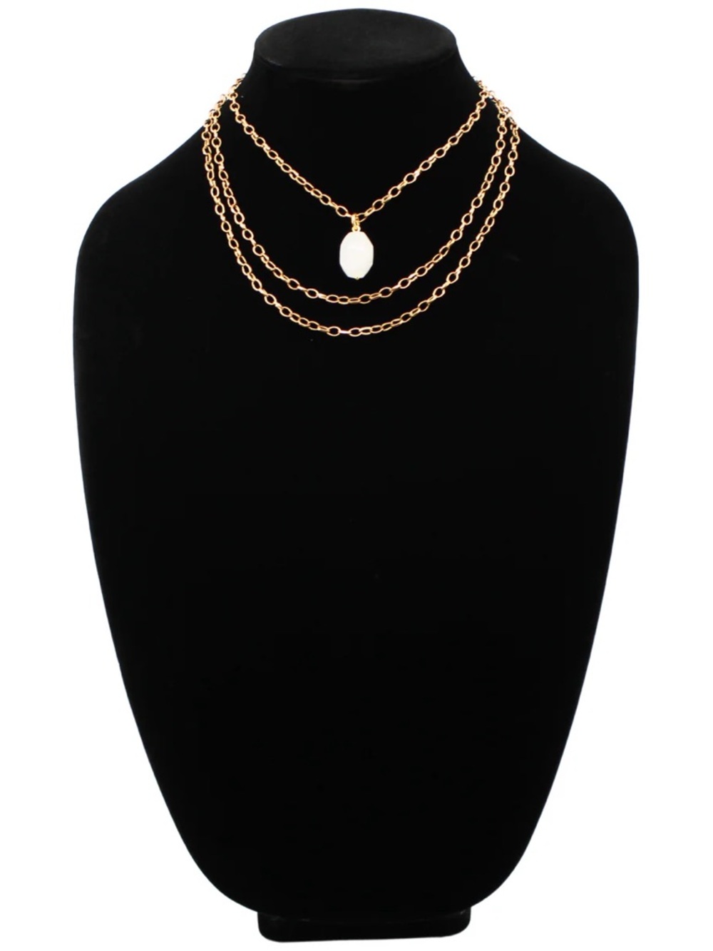 Katia Designs Layered Chain Necklace with Quartz pendant BRAND NEW - Picture 2 of 10